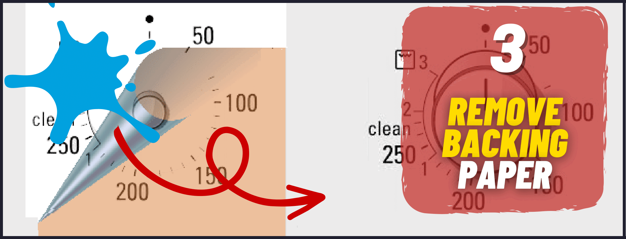 Removing the paper backing for seamless decal application